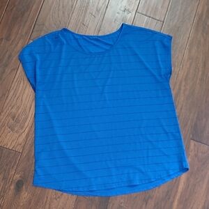 ZELOS Royal Blue Short Sleeve Top with Sheer Stripes size XL